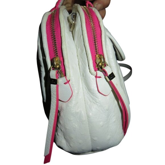 COACH 2014 Madison White Ostrich Embossed Leather  Crossbody Satchel - Picture 4 of 15